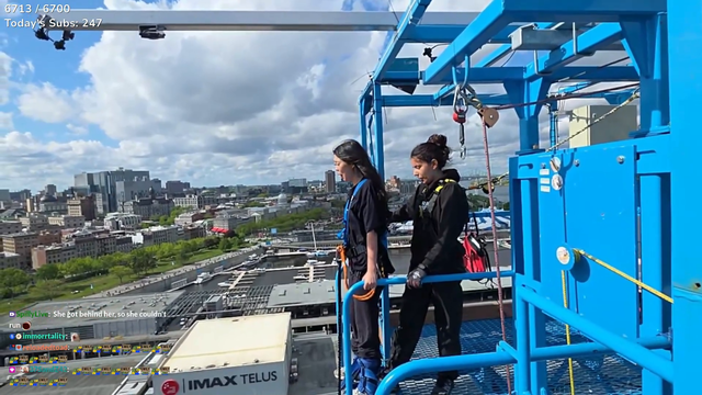 When you're about to jump off 210 feet and you say: 'Wait, wait, I'm sorry, can you start from 10?' And she says 'No, it's only 5' 'In 5, 4, 3, 2, 1!'