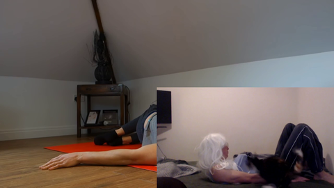 e-girl doing yoga wardrobe malfunction