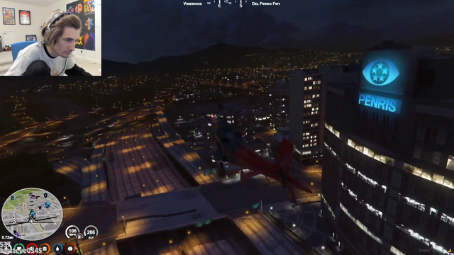 X runs out of fuel at the last possible second in a helicopter
