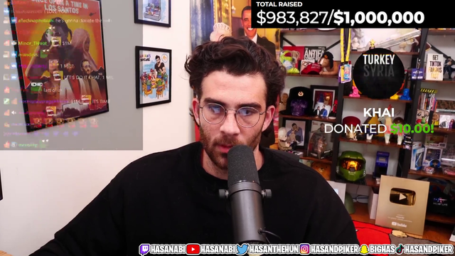 Hasan donates $20k to push Turkey/Syria Earthquake fund over $1 million