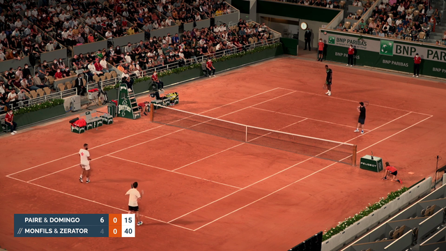 French Streamers are doing a tennis match on French Open centre court, with Pro tennis players Gael Monfils and Benoit Paire