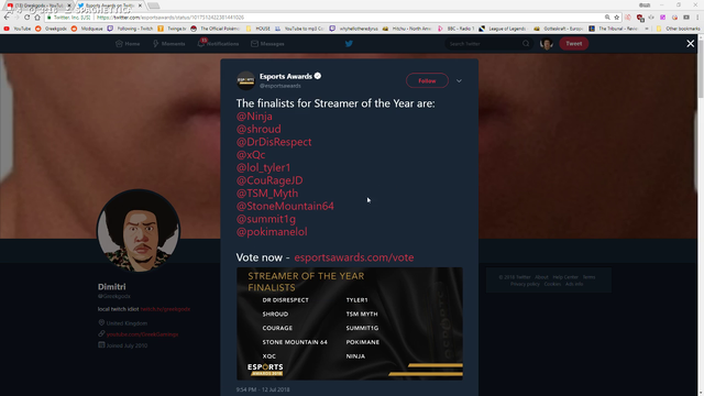 Esports Awards @ the wrong loltyler1