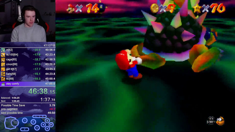 Benji64 gets a new Super Mario 64 70 Star World Record with a 46:56