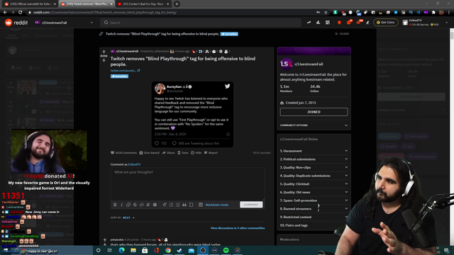 Esfand on "Blind Playthrough" ban