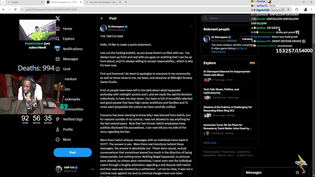 Kai unfollows DrDisRespect due to his recent tweet
