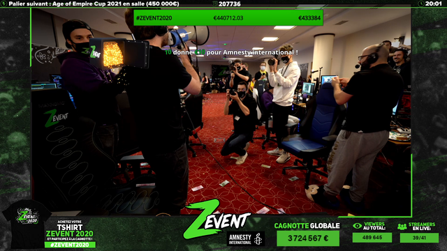 As of today, #ZEVENT2020 is now the most profitable charity stream ever on twitch, gathering 3.700.000€ in 48 hours for Amnesty International
