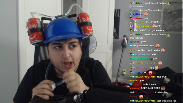 Poke enjoys a refreshing beverage