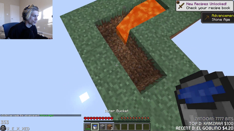 xqc makes cobblestone :)