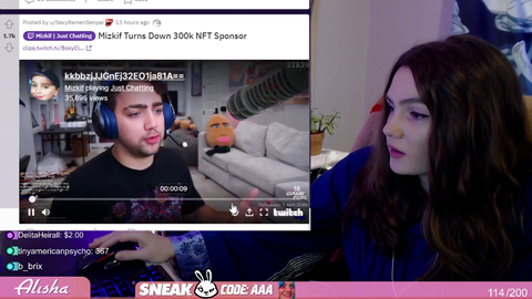 Alisha on Mizkif declining $300k NFT sponsor
