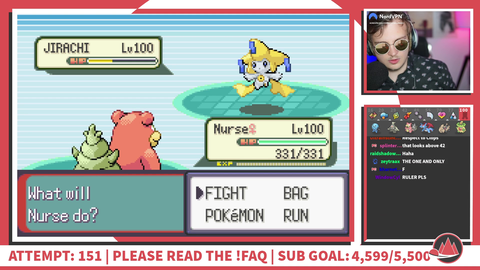 Jan (PokemonChallenges) measures HP bar pixels to calculate the correct kill during Emerald Kaizo Champion fight