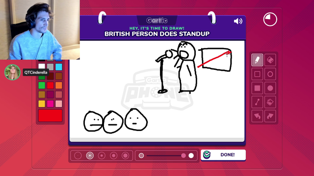 xQc draws a british flag