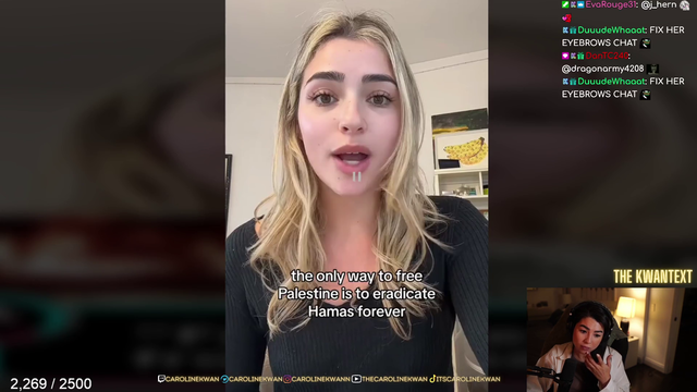 Caroline Kwan mocks a Jewish woman’s Israeli accent and mocks the Jewish solidarity phrase “Am Yisrael Chai”
