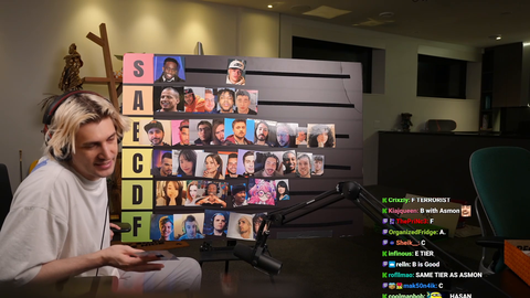 xQc ranks Hasan an C rank on his streamer tierlist " He intentionally gutted his range from back then when I used to put him at B.. Less game less smile less positive energy"