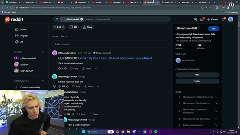 xQc responds to ExtraEmily's spreadsheet