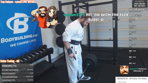 Streamer goes Super Saiyan and dead lifts 425 pounds + epic timing.