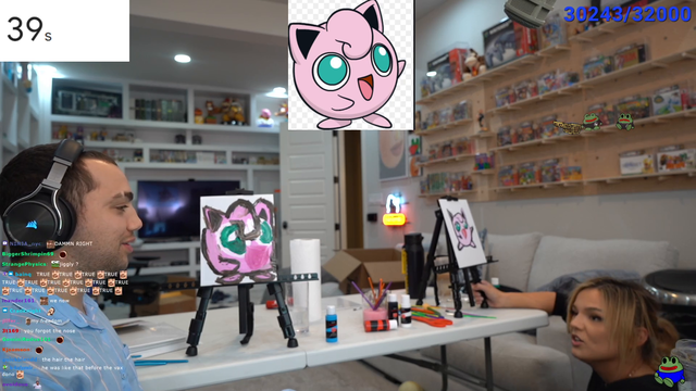 Mizkif - Mizkif and Malena show eachother their Jigglypuff paintings.