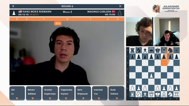 Champions Chess Tour: Magnus resigned a game against Hans