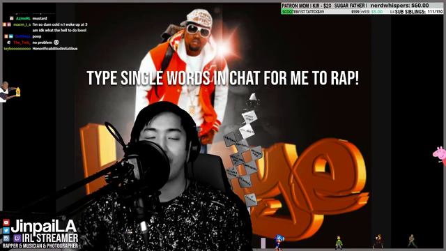 Streamer gets a word to use in his rap freestyle