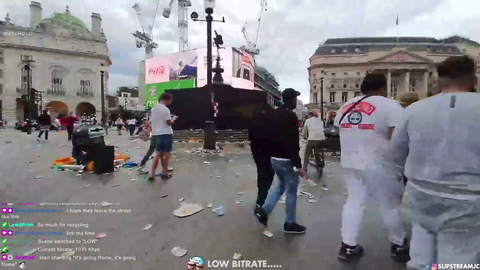 streets of London covered in trash during the Euro 2020