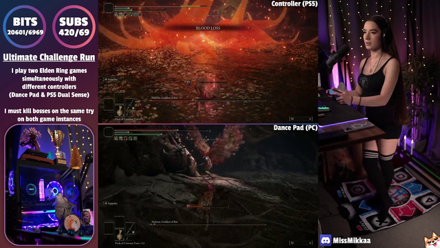 MissMikkaa beat Malenia on PS5 and PC at the same time, using a controller and a dance pad!