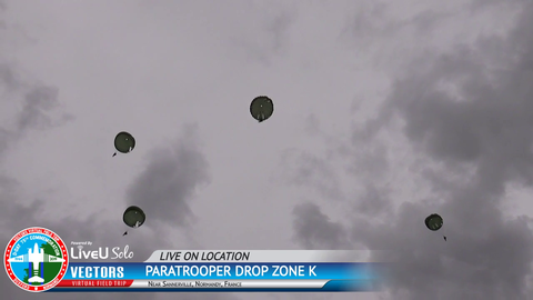 D-Day Anniversary Paratroopers land right next to Streamer