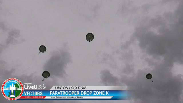 D-Day Anniversary Paratroopers land right next to Streamer