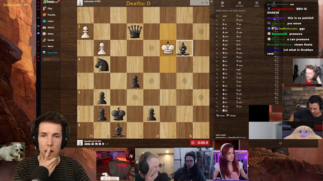 Grubby wins first chess game with 0:00.1 left on clock