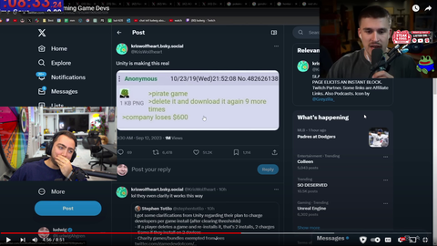 Mizkif finding out about the Unity update which his game Unrooted is developed in
