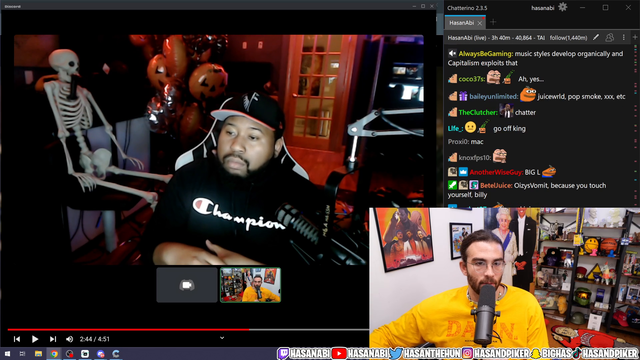 Akademiks promotes his own Spotify on his talk with Hasan