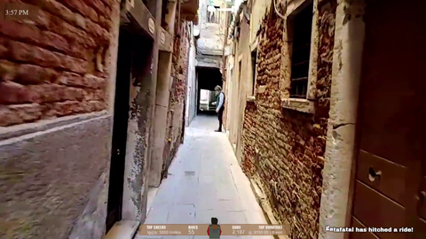 Hitch walks past the Joker in Venice.