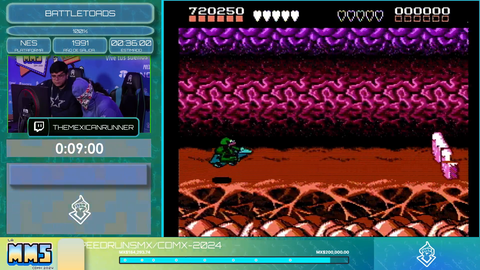The Mexican Runner completes a blindfolded Turbo Tunnel in Battletoads deathless for the 2nd time at a marathon