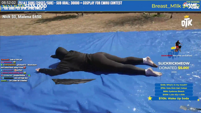 EsfandTV - esfand goes on slip and slide for charity