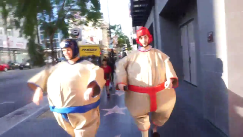 Demon Andy got tackled by a security guard