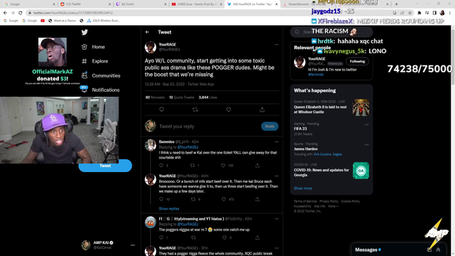 KaiCenat reacts in shock to Ice Poseidon posting truth about Mizkif