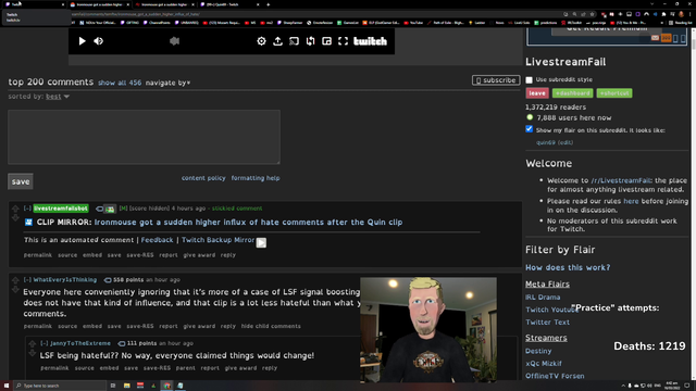 Quin's take on people going into Ironmouse's chat and being toxic