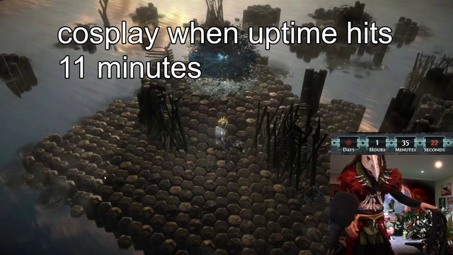 Streamers reenact a homosapiens first encounter with a bird.